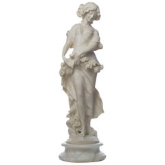  Vintage White  Marble Spring Statue Sculpture