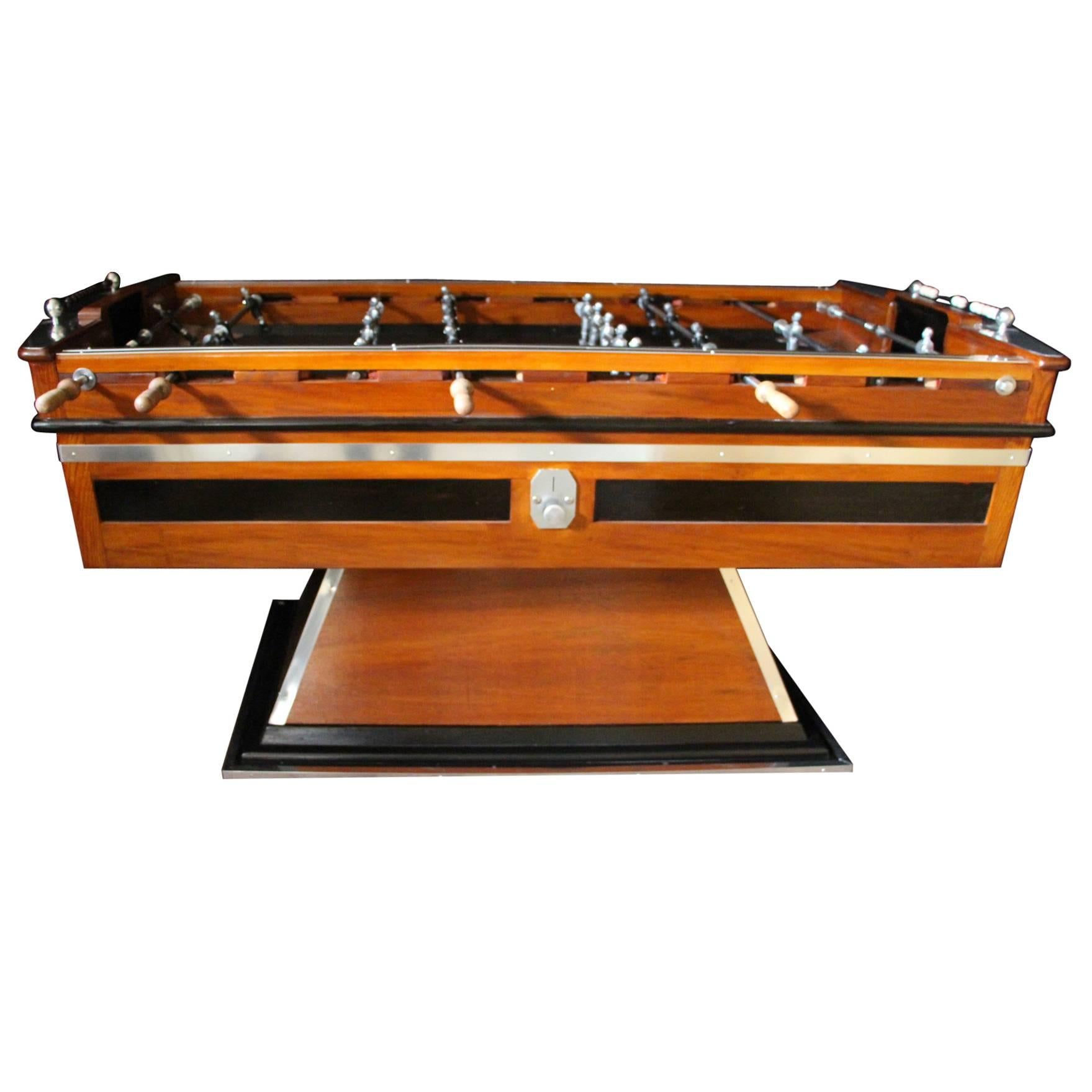 Mid-Century French Black and Light Wood Foosball Table