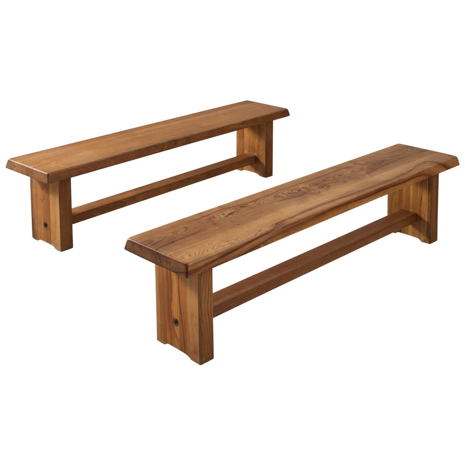 Large (173cm) Pierre Chapo Benches in Solid Elm