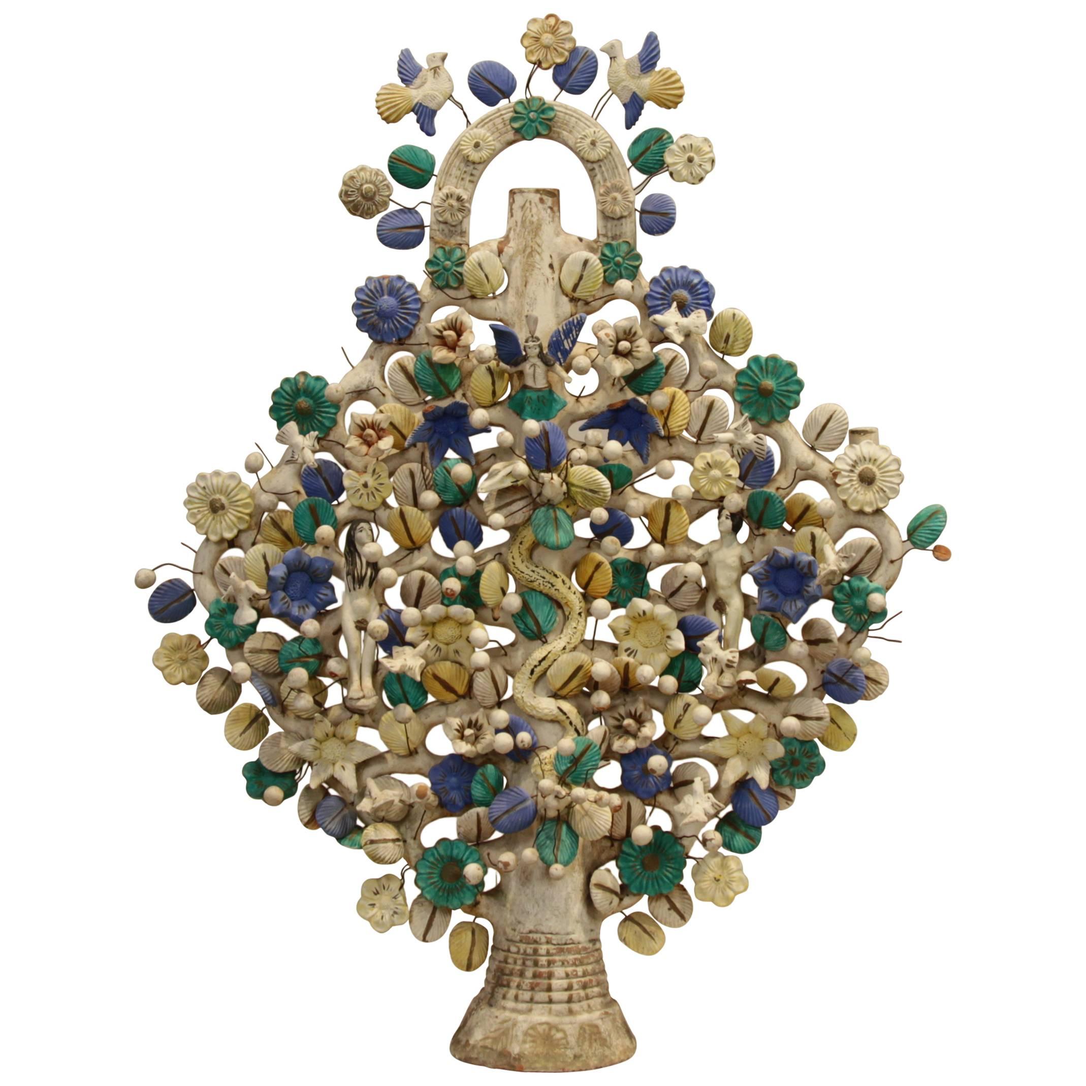 Altar Lamp, Tree of Life, "Arboles De La Vida, " circa 1920