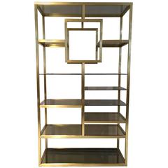 Mid-Century Modern Polished Brass Shelving Attributed to Romeo Rega 2