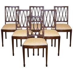 Set of Six Edwardian Mahogany and Inlaid Dining Chairs