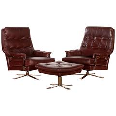 Lounge-Set, Two Chairs and One Ottoman by Arne Norell, circa 1960s 10