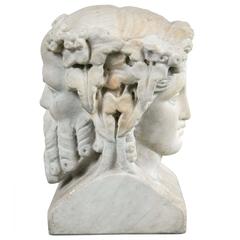 Geschnitzte Büste des Gottes Janus