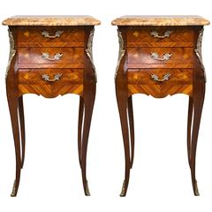 Pair of Marble-Topped Three-Drawer Bedside Tables 10