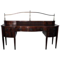 Georgian Style Inlaid Sideboard with Brass Gallery Super Structure by Baker