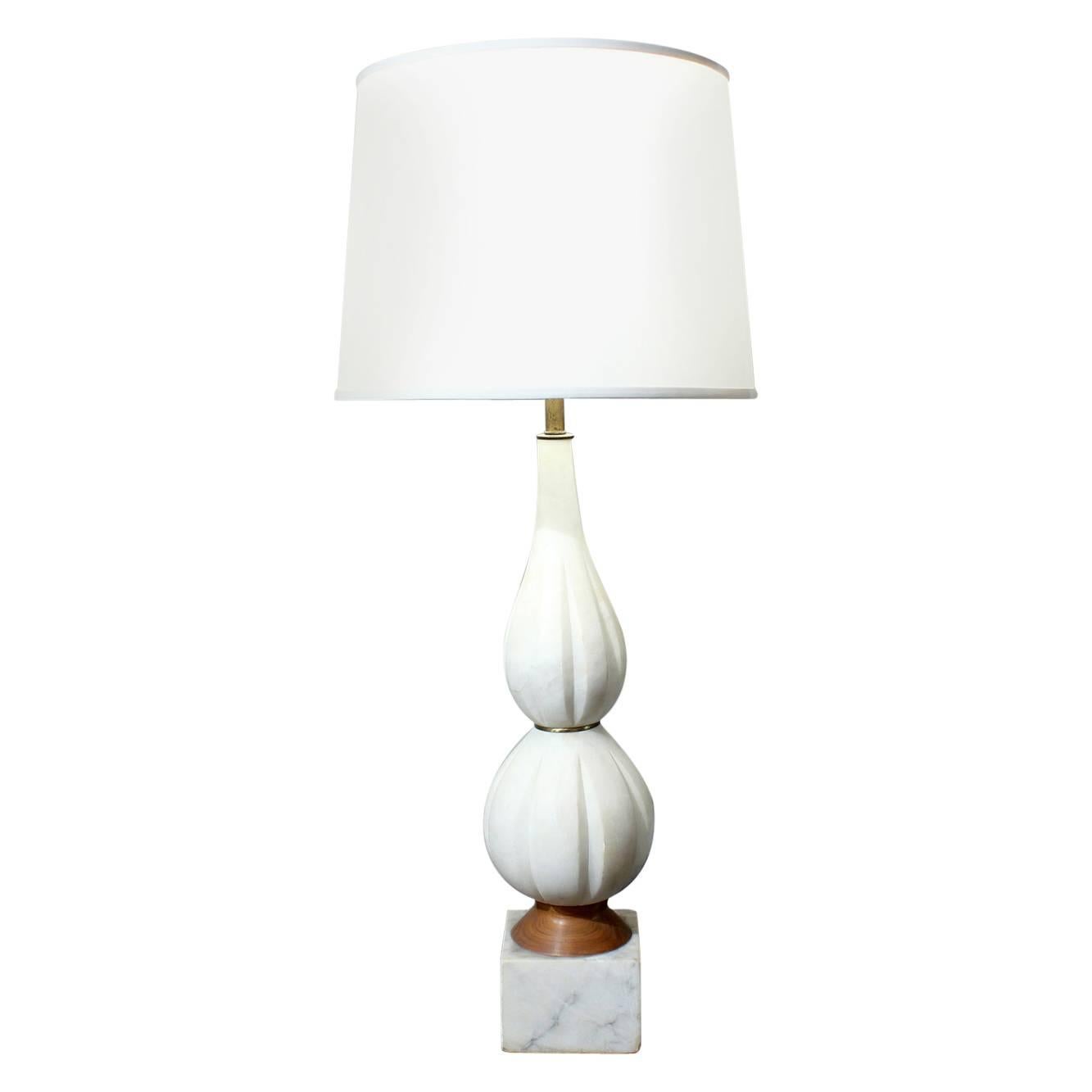 Sculptural Italian Table Lamp in Alabaster with Marble Base