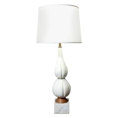 Vintage Sculptural Italian Table Lamp in Alabaster with Marble Base