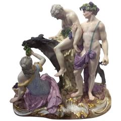 Meissen Porcelain Group of Silenus on a Donkey Lead by Bacchus, 19th Century