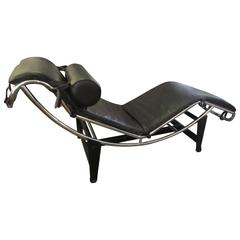 Le Corbusier LC4 Chrome and Leather Chaise Longue