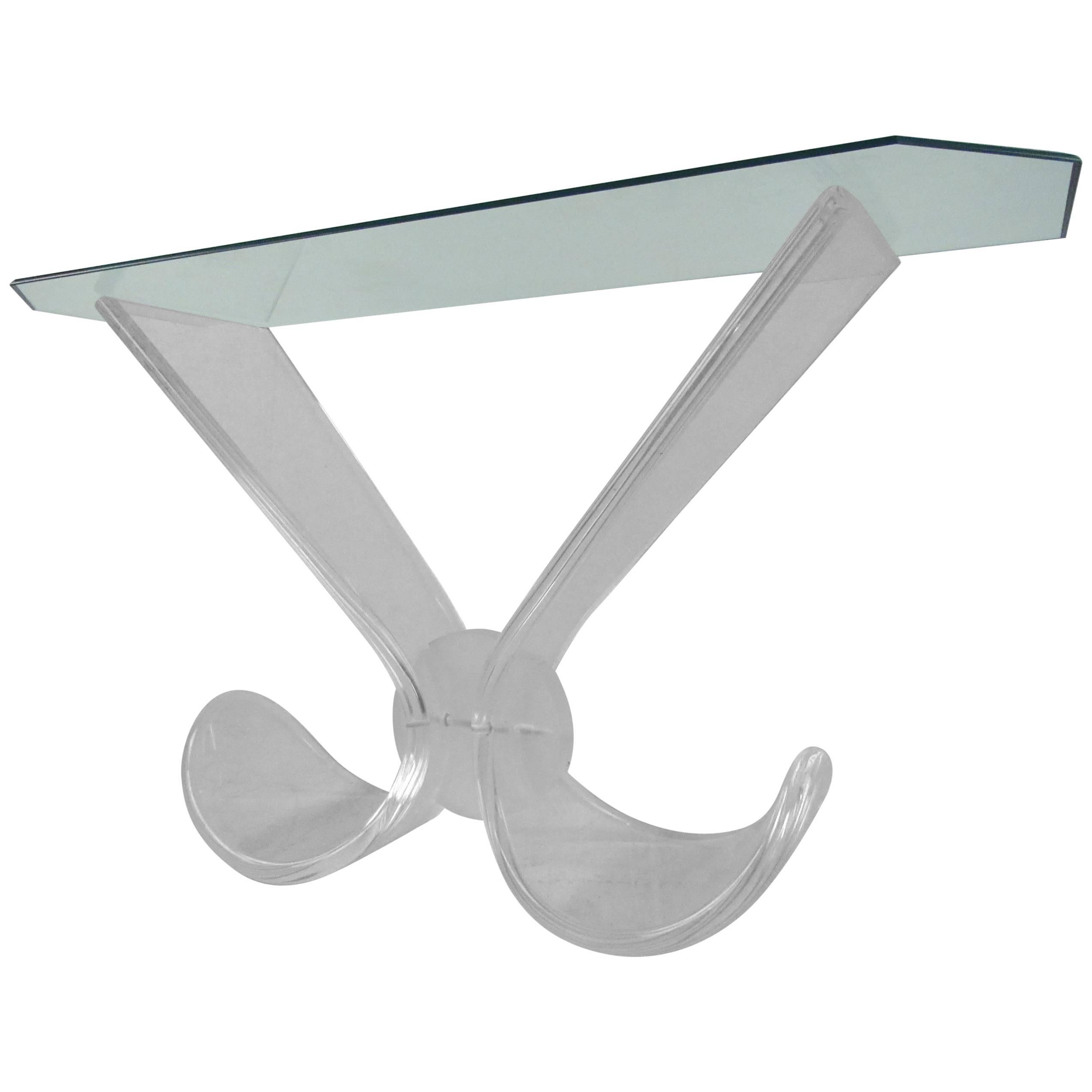 American MidCentury Modern Round Lucite Glass Top Table For Sale at