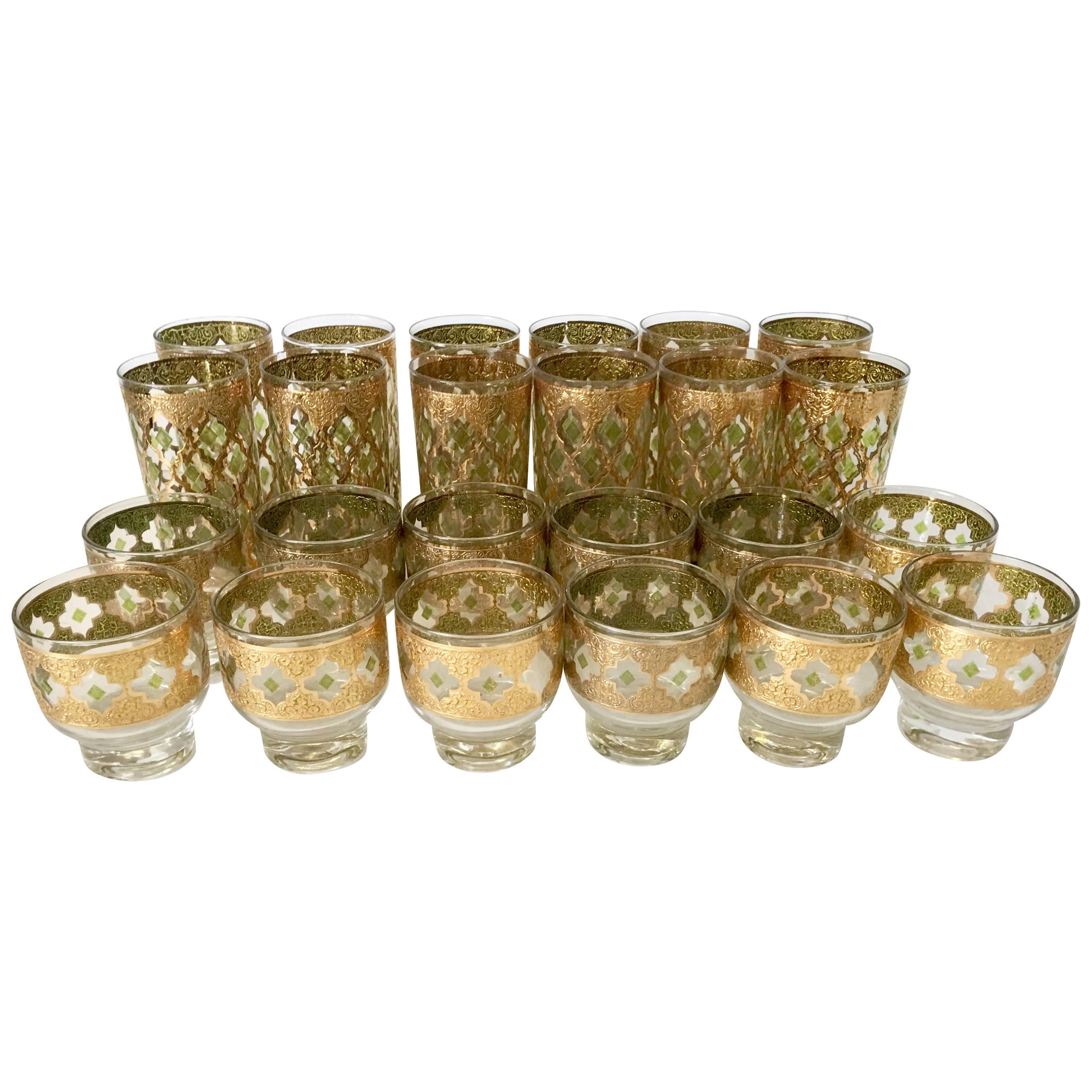 Mid-Century Culver "Valencia" 22-Karat Drink Glasses, Set of 24