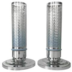 1920"s Art Deco Chrome and Glass Bullet Table Lamp, Pair 12