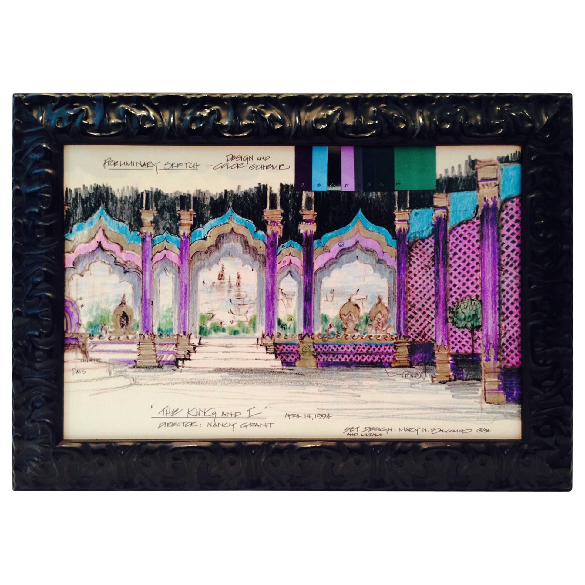 1994 Pencil Drawing Set Design "the King and I" by, Mary N. Balcomb For Sale