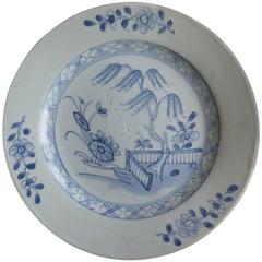 18th Century, Chinese Porcelain Side Plate, Blue and White, Hand-Painted