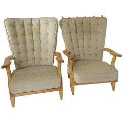 Pair of Grand Repos Lounge Chairs by Guillerme et Chambron for Votre Maison