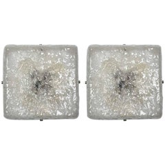 Pair of Square Murano Glass Wall Sconces