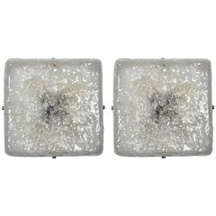 Pair of Square Murano Glass Wall Sconces 1