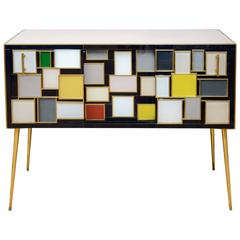 Buffet All in Teinted Glass with Two Sliding Doors