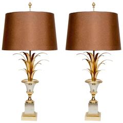 Pair of Vases et Roseaux Lamps by Maison Charles & Fils