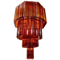 Octagonal Dark Red Murano Glass Chandelier﻿