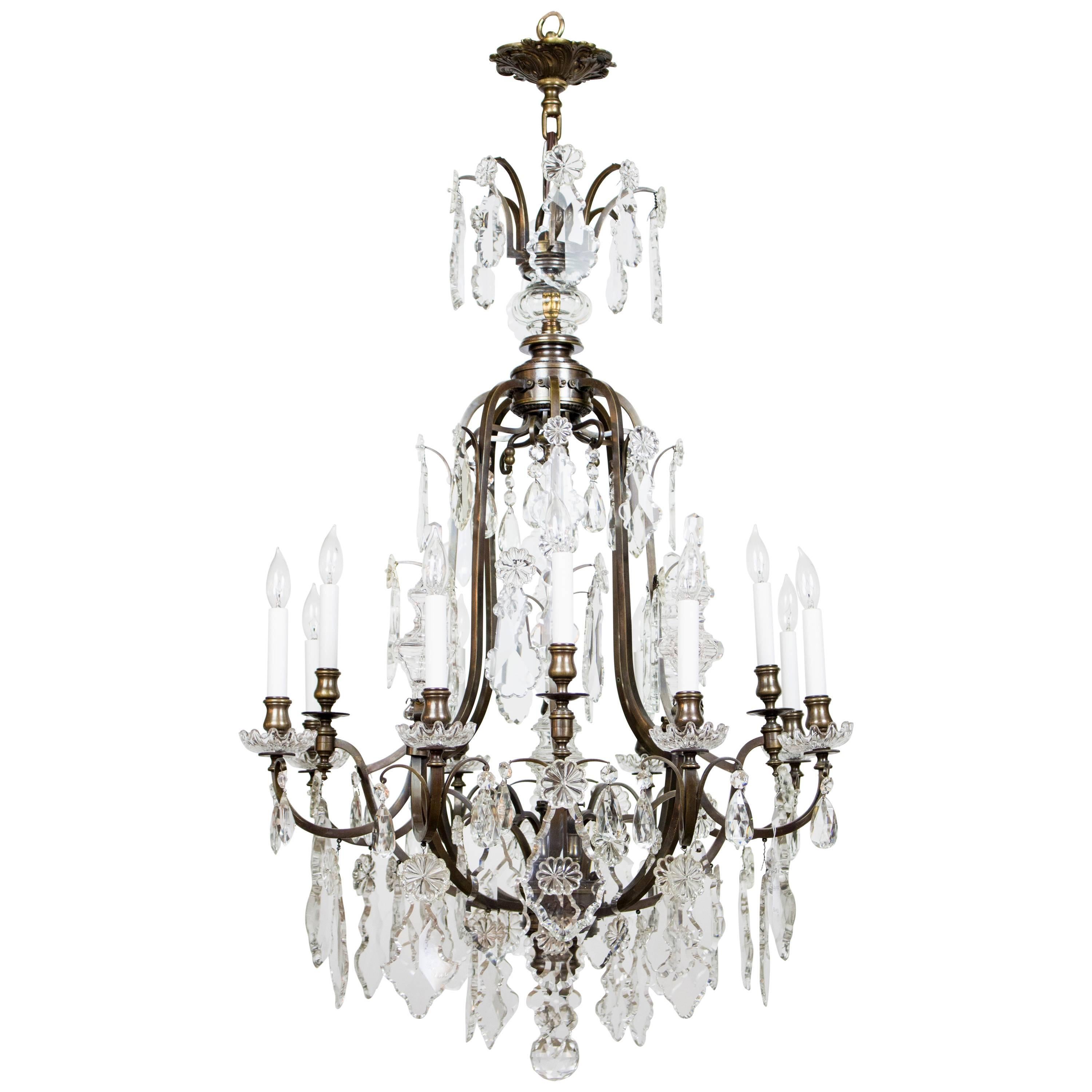 Louis XV Bronze and Crystal Chandelier For Sale