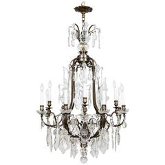 Louis XV Bronze and Crystal Chandelier