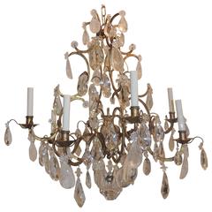 Wonderful Jansen Gilt Baguès Gilt Eight-Arm Rock Crystal Prism Large Chandelier