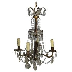 19th Century Small Bronze and Crystal Chandelier