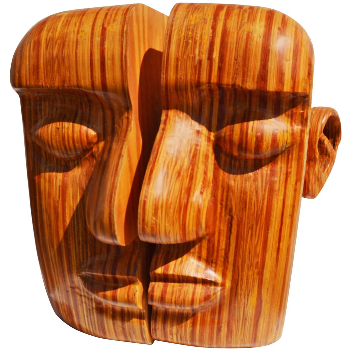 "Split Personality" Laminated Wooden Sculpture by Hy Farber, 2003 For Sale