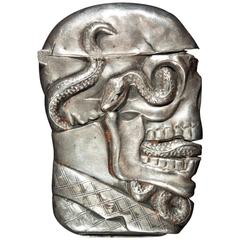 Late 19th Century Sterling Silver Skull and Serpent Match Safe 'Vesta'