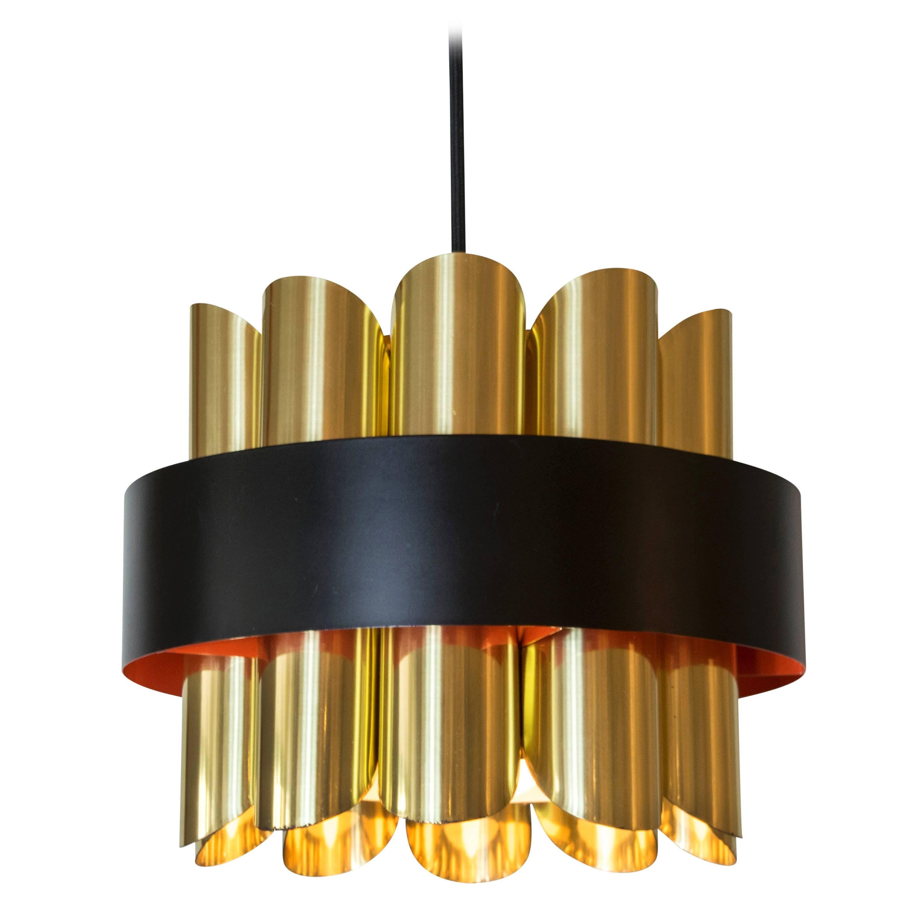 Brass Pendant with Orange Shine by Torsten Orrling for Hans Agne Jakobsson For Sale