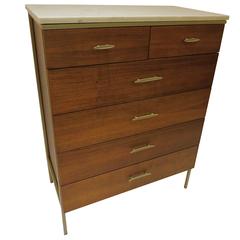 Used American Mid-Century Modern Tall Boy Dresser by Vista of California Marble-Top