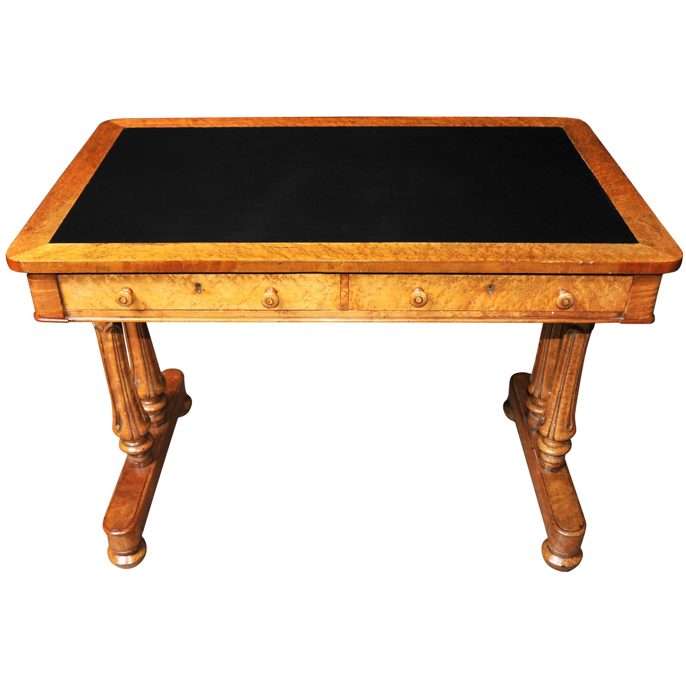 Antique Maple Wood Regency Writing Table Desk, circa 1830 Tulip Legs For Sale