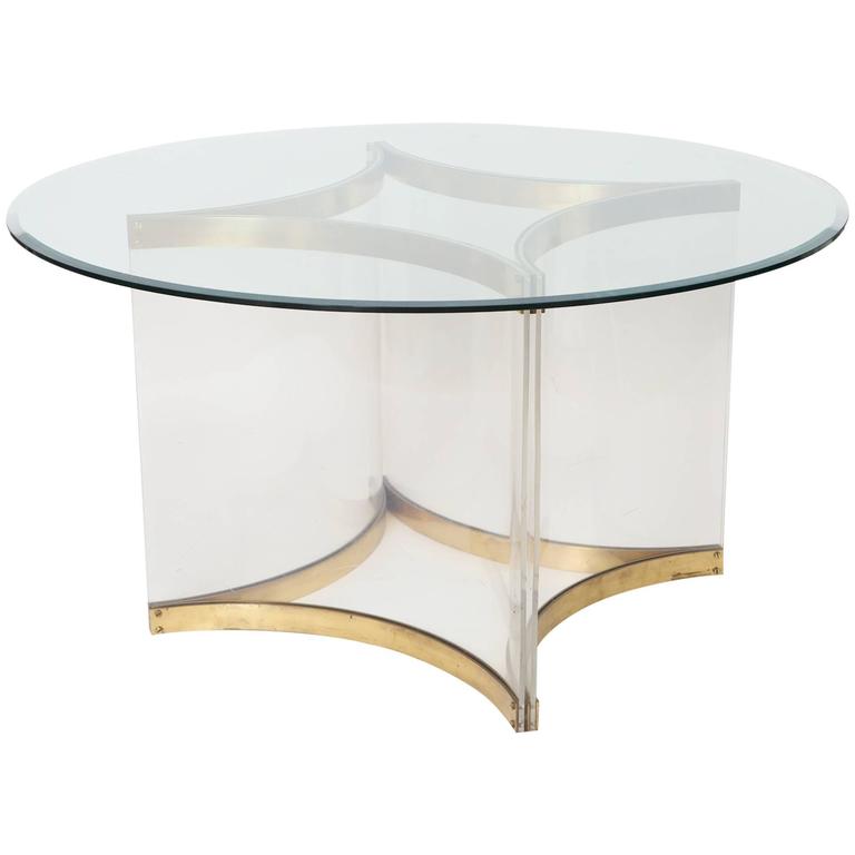Alessandro Albrizzi Dining Table, glass, lucite and brass c1960 at 1stDibs
