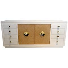 Paul Frankl Sideboard with Lacquered Cork and Brass 10