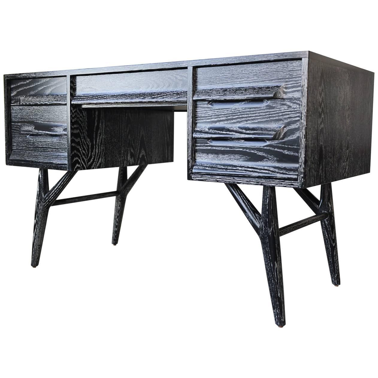 Black Cerused Desk by Jack Van Der Molen