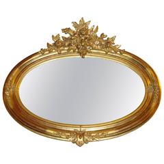 Oval Gilt Wooden over the Mantle or Wall Mirror 7