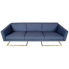 Mid-Century Modern Floating Chrome Sofa in the manner of Milo Baughman 1