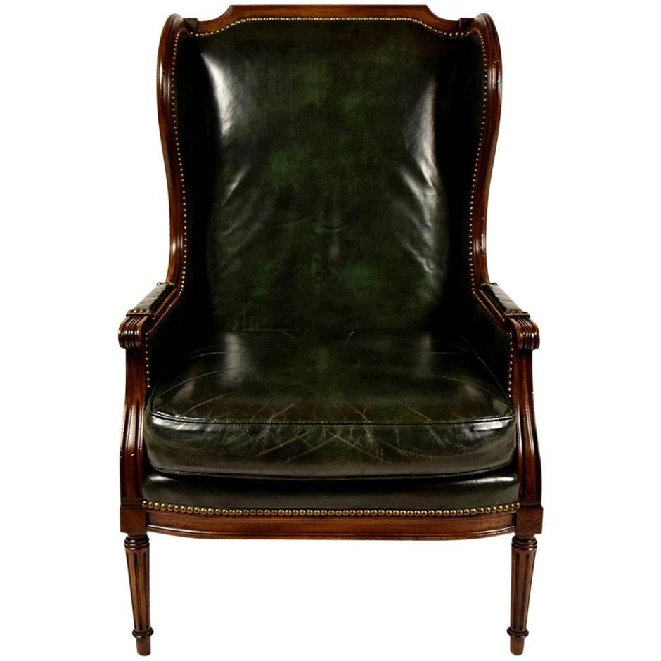 Vintage Hickory Leather Wingback Chair