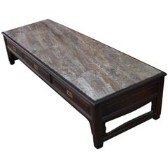 Modern Widdicomb Brass and Marble Topped Coffee Table with Walnut Base