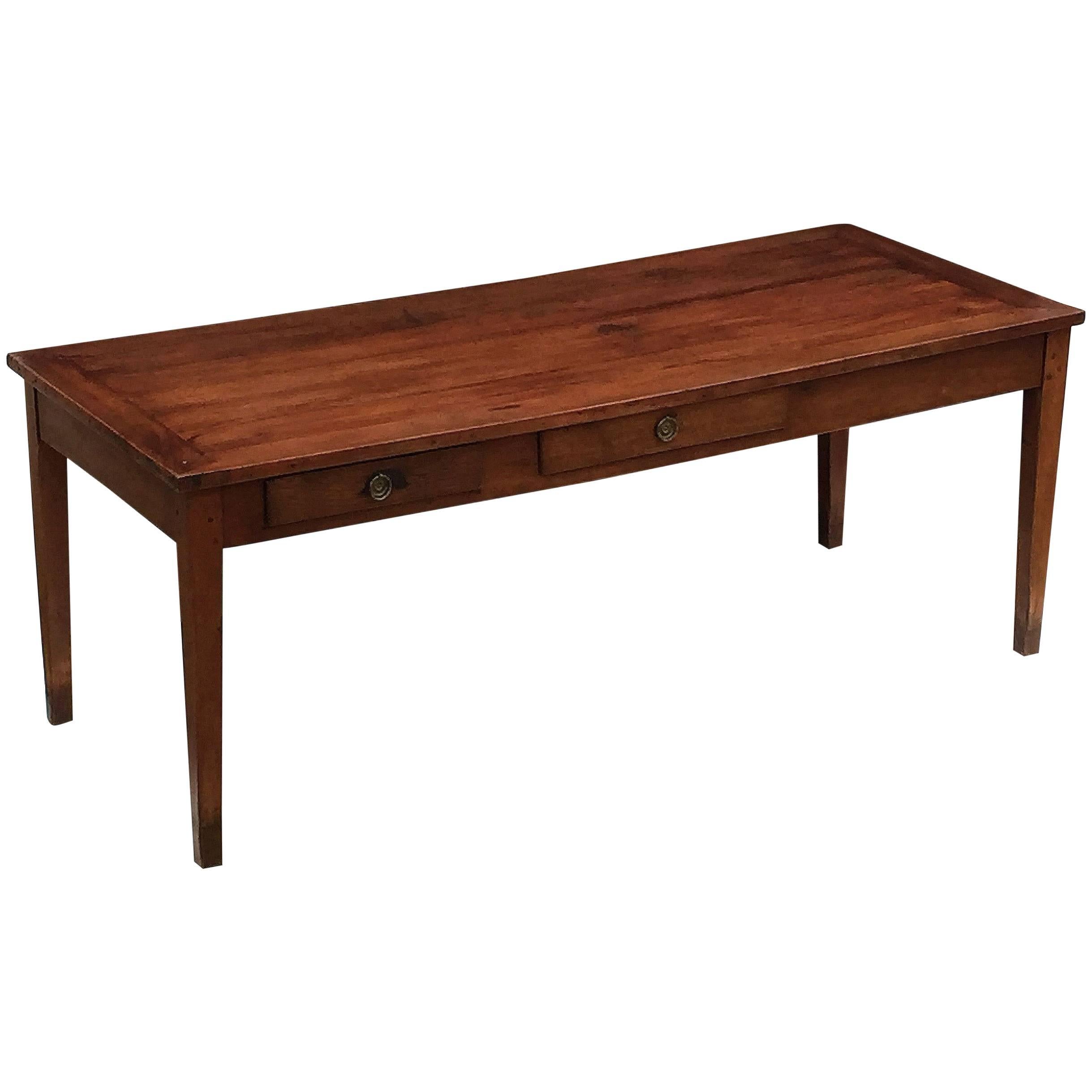 French Farm Table of Cherry with Three Drawers