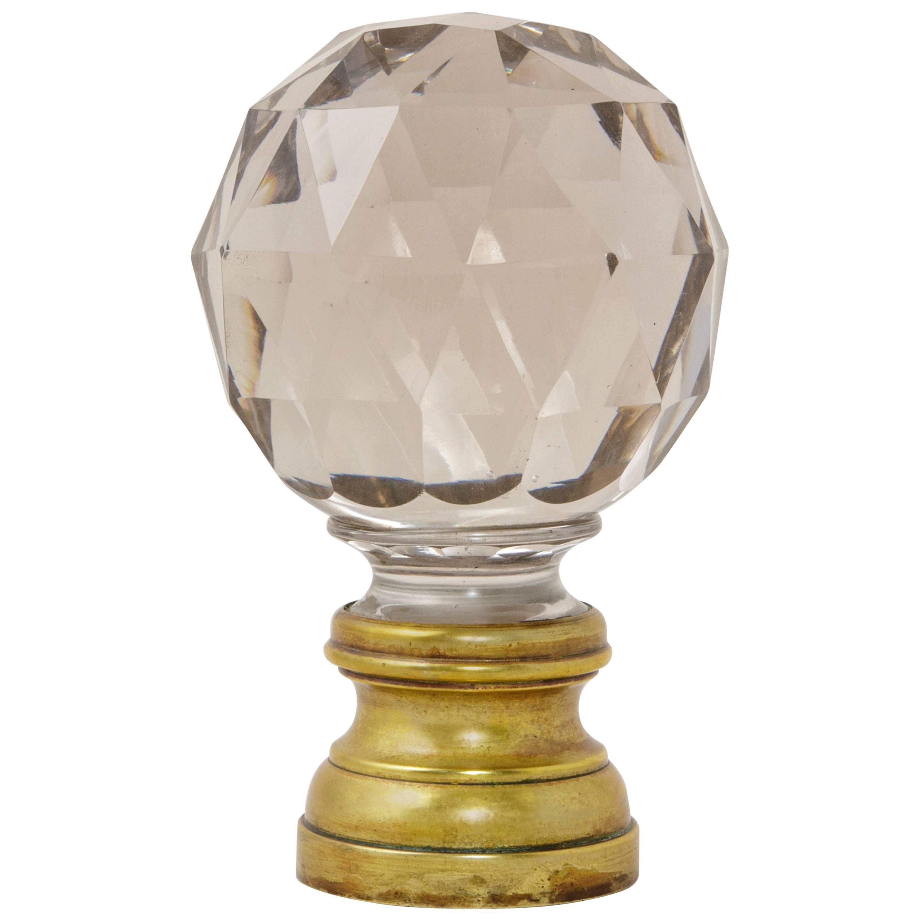 Antique French Baccarat Faceted Crystal Staircase Finial Ball