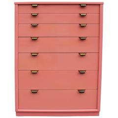 Blush Coral Lacquered Chest by Edward Wormley for Drexel