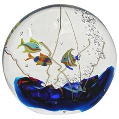 Alberto Dona 1980 Blue Red Yellow Green Murano Glass Aquarium Round Sculpture 6