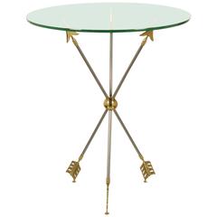 Maison Jansen Glass Top Side Table with Arrow Base