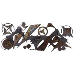 Mid-Century Modern Brutalist Iron Torch-Cut Wall Sculpture 10