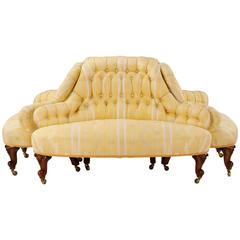 Antique 19th Century Upholstered Four-Part "Borne Settee" or Round Sofa