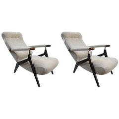 Pair of signed Reclining Armchairs, Italy, 1950