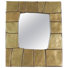 1960s Gilded and Enameled Ceramic Mirror, in the manner of Mithé Espelt